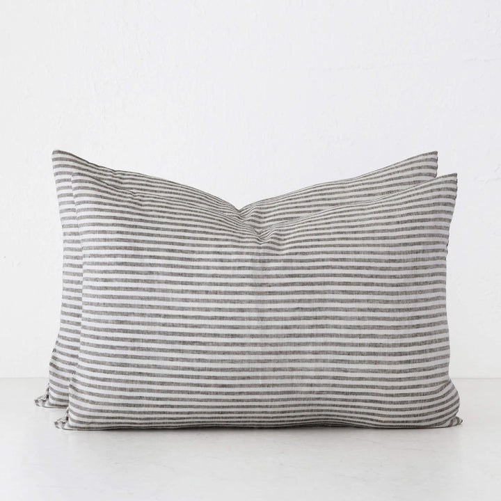 FRONTERA TICKING STRIPE CUSHION BUNDLES | EBONY MOCHA | 40X60