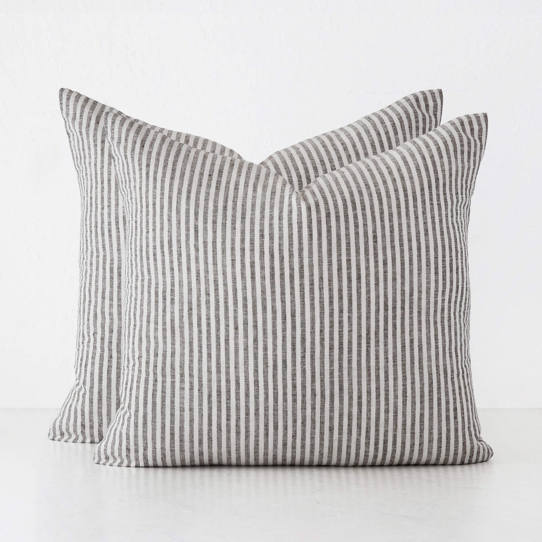 FRONTERA TICKING STRIPE CUSHION BUNDLES | EBONY MOCHA | 50X60