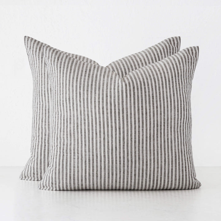 FRONTERA TICKING STRIPE CUSHION BUNDLES | EBONY MOCHA | 50X60