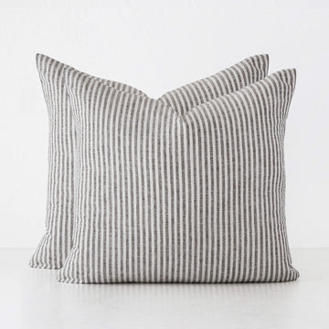 FRONTERA TICKING STRIPE CUSHION BUNDLES | EBONY MOCHA | 50X60
