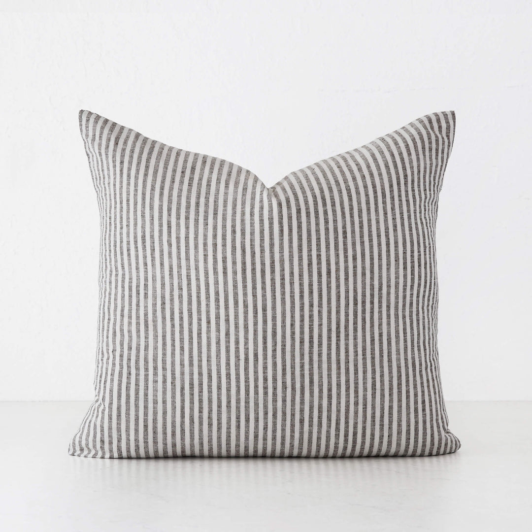 FRONTERA TICKING STRIPE CUSHION | EBONY MOCHA | 50X50