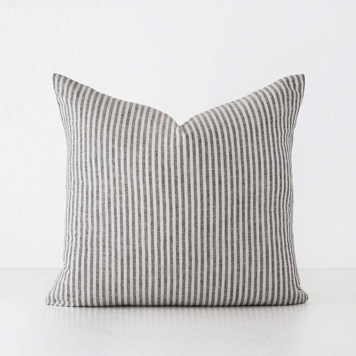 FRONTERA TICKING STRIPE CUSHION | EBONY MOCHA | 50X50