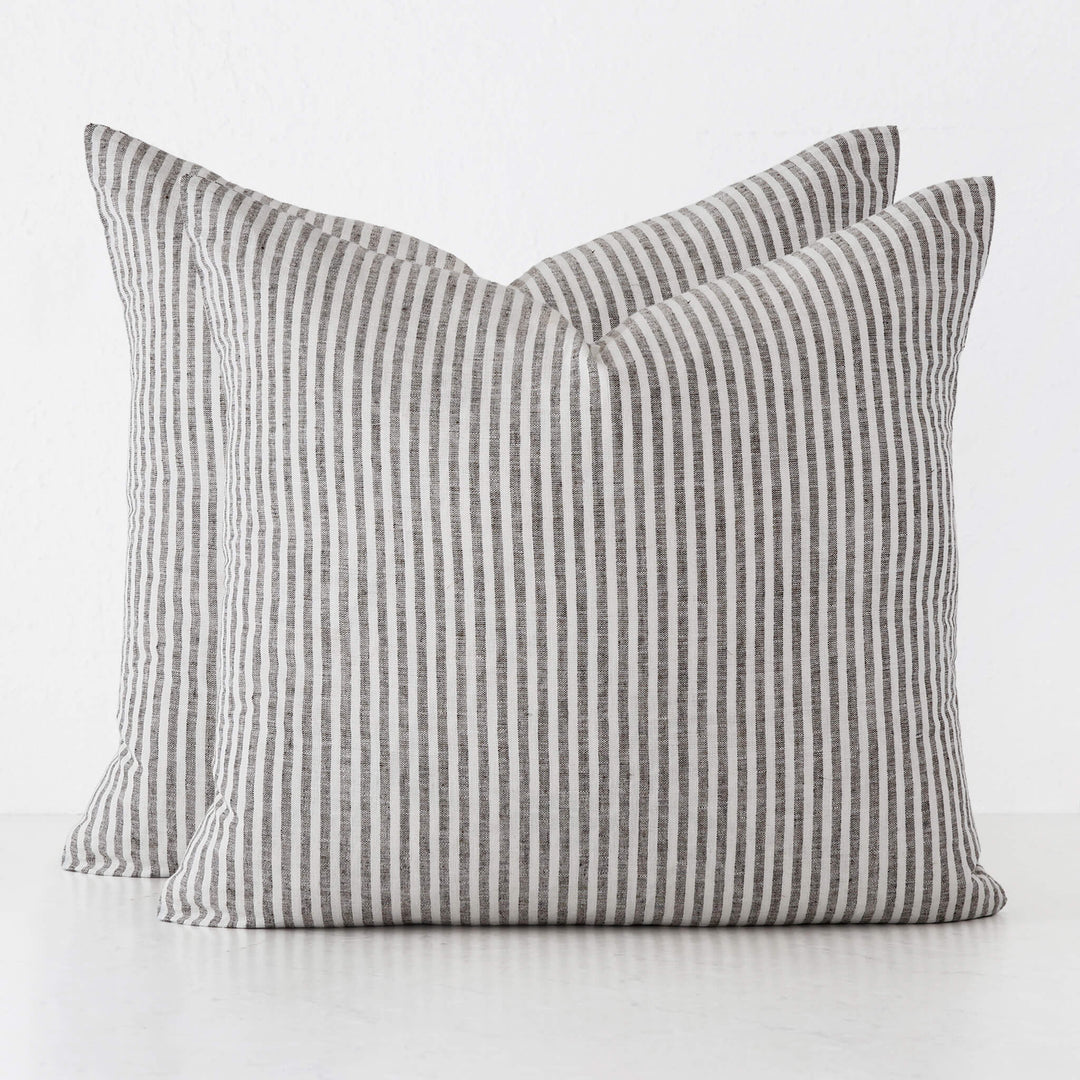 FRONTERA TICKING STRIPE CUSHION BUNDLES | EBONY MOCHA | 60X60
