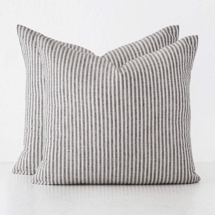 FRONTERA TICKING STRIPE CUSHION BUNDLES | EBONY MOCHA | 60X60