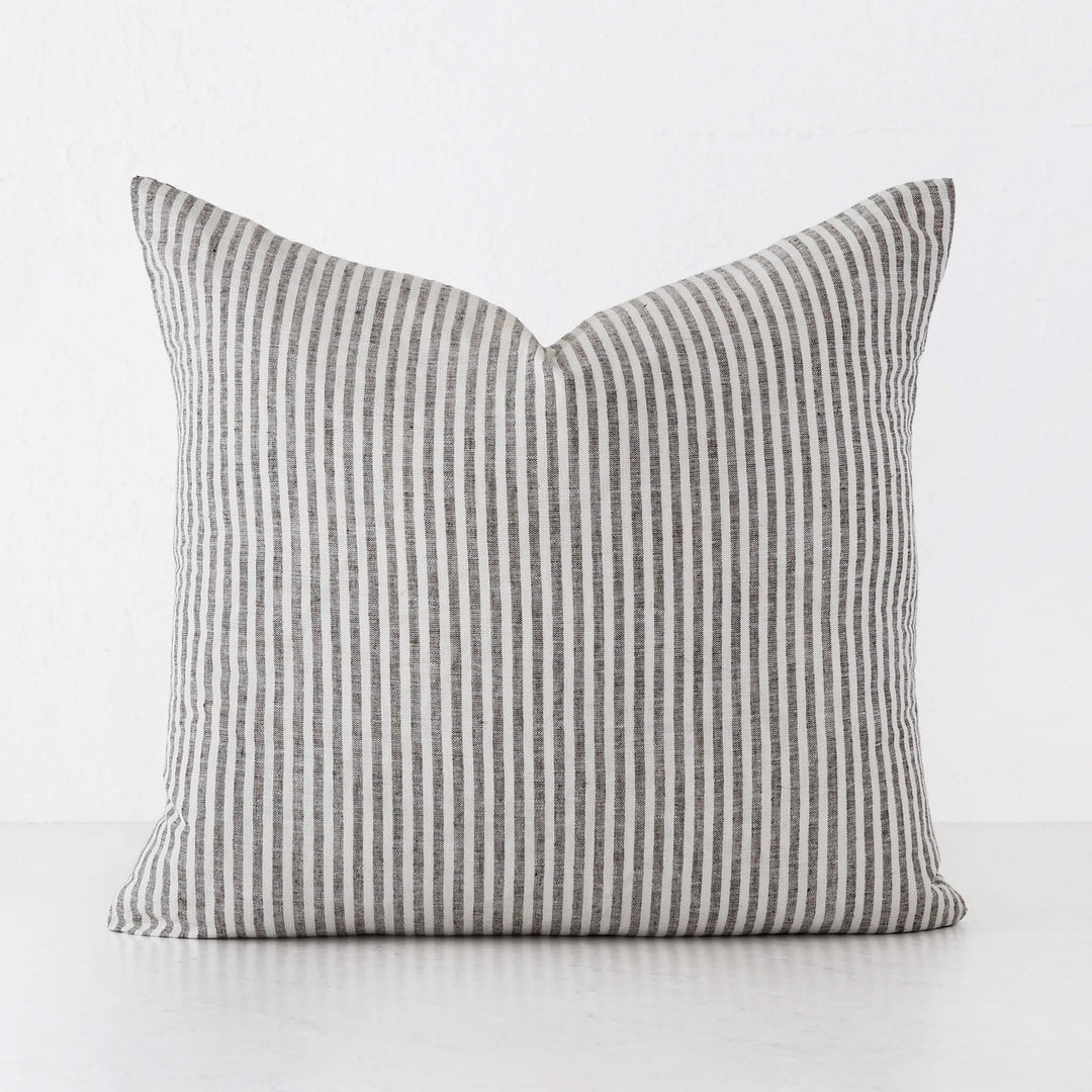 FRONTERA TICKING STRIPE CUSHION | EBONY MOCHA | 60X60