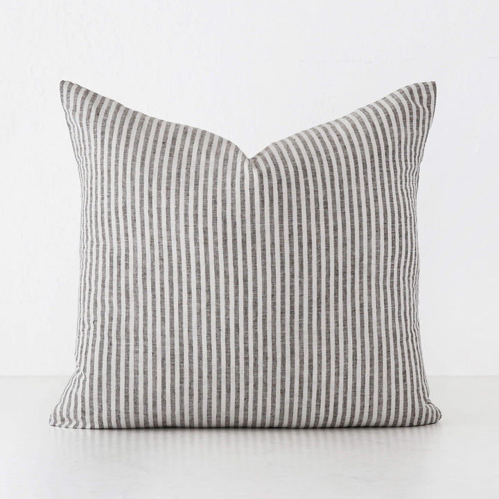 FRONTERA TICKING STRIPE CUSHION | EBONY MOCHA | 60X60