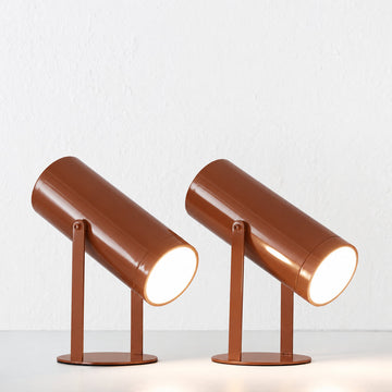 FERERRA LED RECHARGEABLE CYLINDER LAMP BUNDLE X2  |  23CM  |  BURNT TERRACOTTA