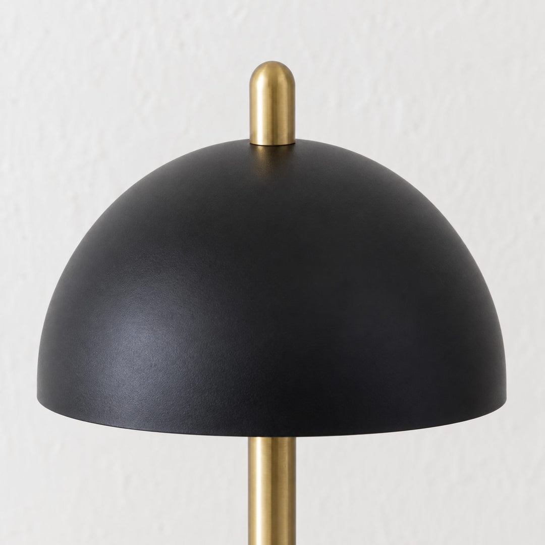FONTAINES RECHARGEABLE INDOOR/OUTDOOR LED LANTERN  |  ANTIQUE BRASS + BLACK SHADE