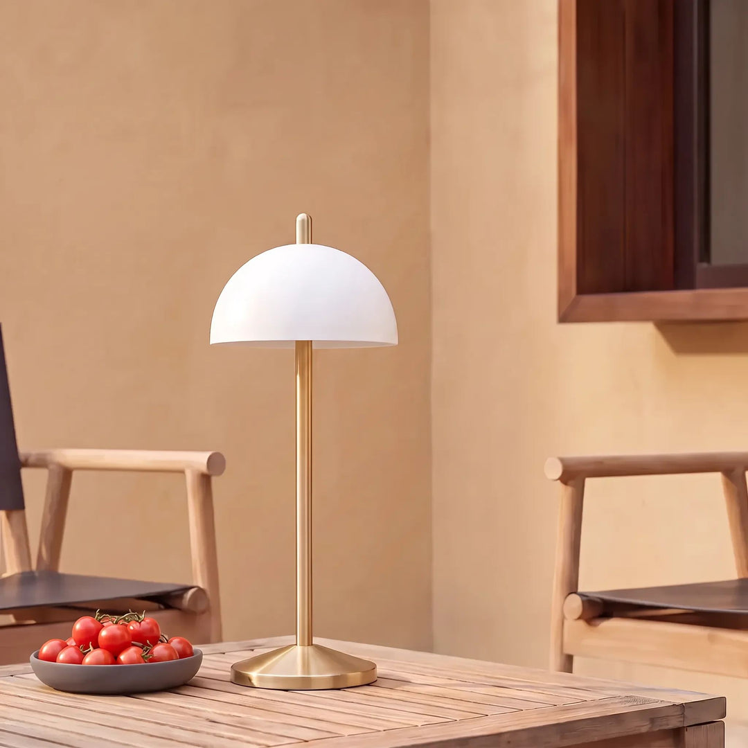 FONTAINES RECHARGEABLE INDOOR/OUTDOOR LED LANTERN  |  ANTIQUE BRASS + WHITE SHADE