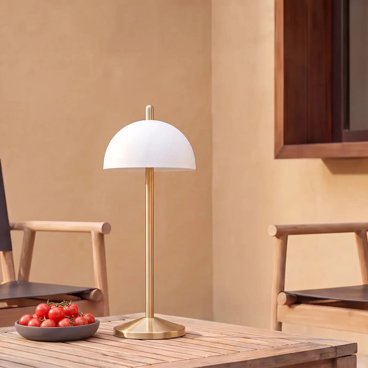 FONTAINES RECHARGEABLE INDOOR/OUTDOOR LED LANTERN  |  ANTIQUE BRASS + WHITE SHADE