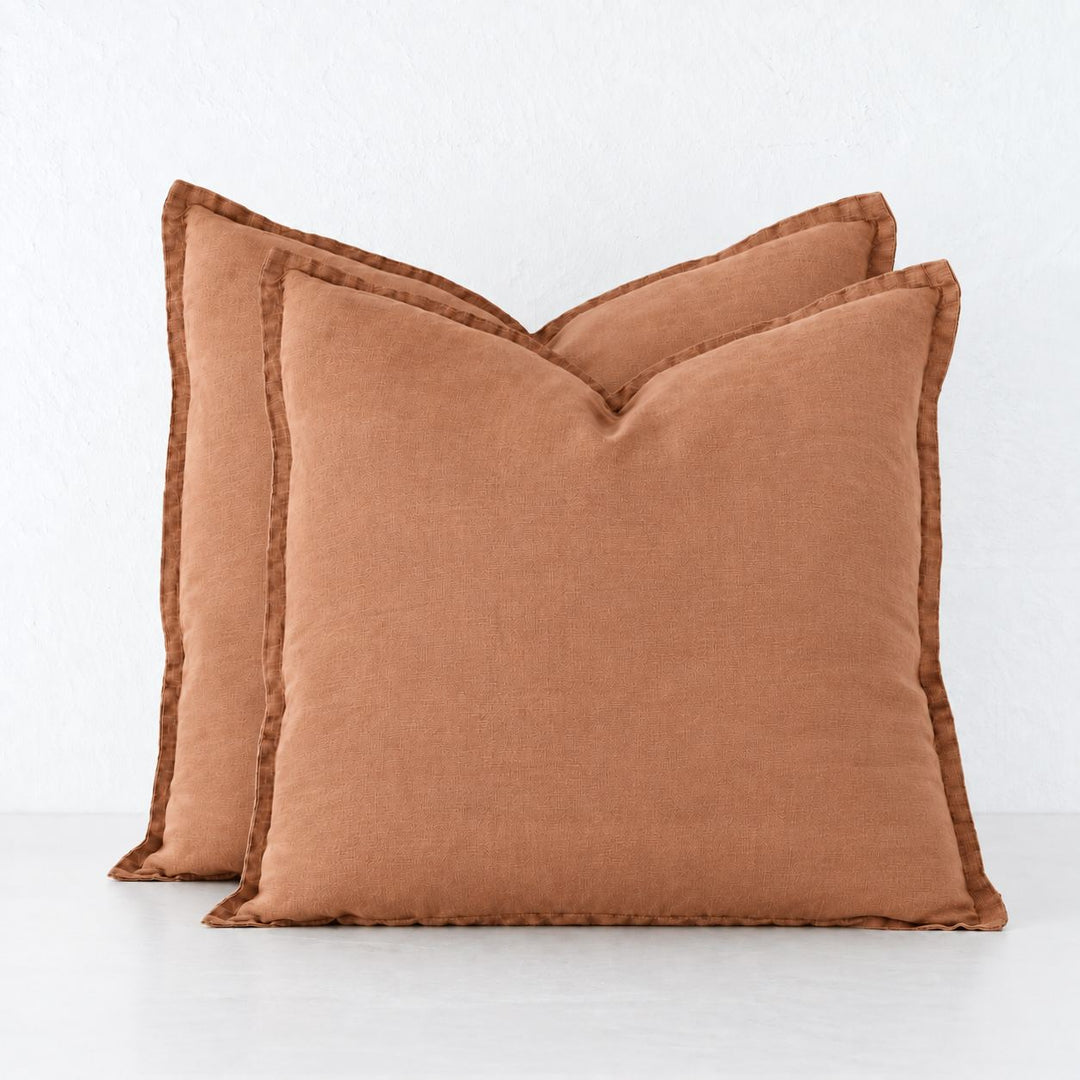 FRENCH LINEN CUSHION BUNDLES  |  FIRED EARTH RUST  |  40X60 | 50X50 | 60X60