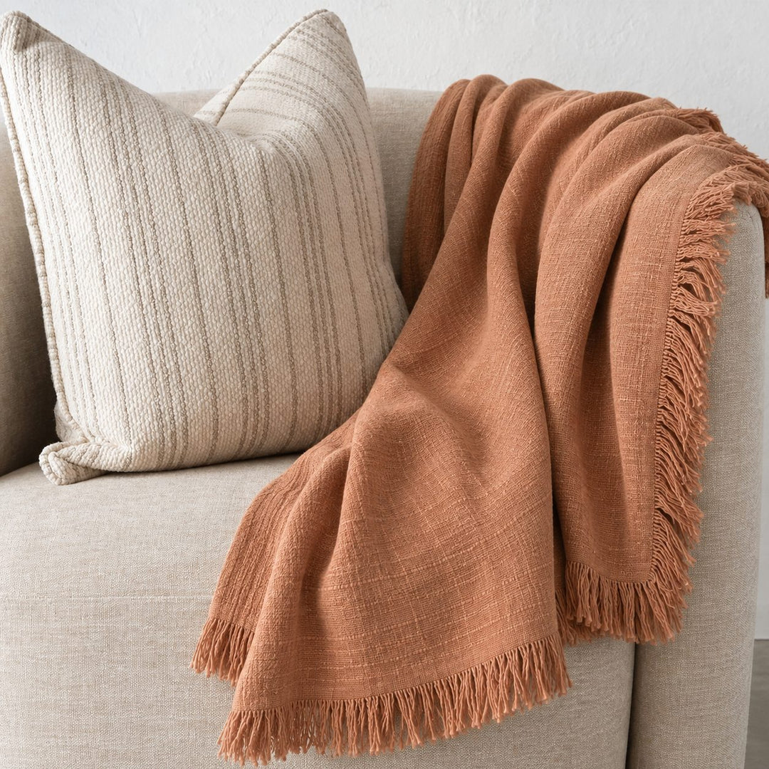FRENCH LINEN THROW  |  180X140CM  |  FIRED EARTH RUST
