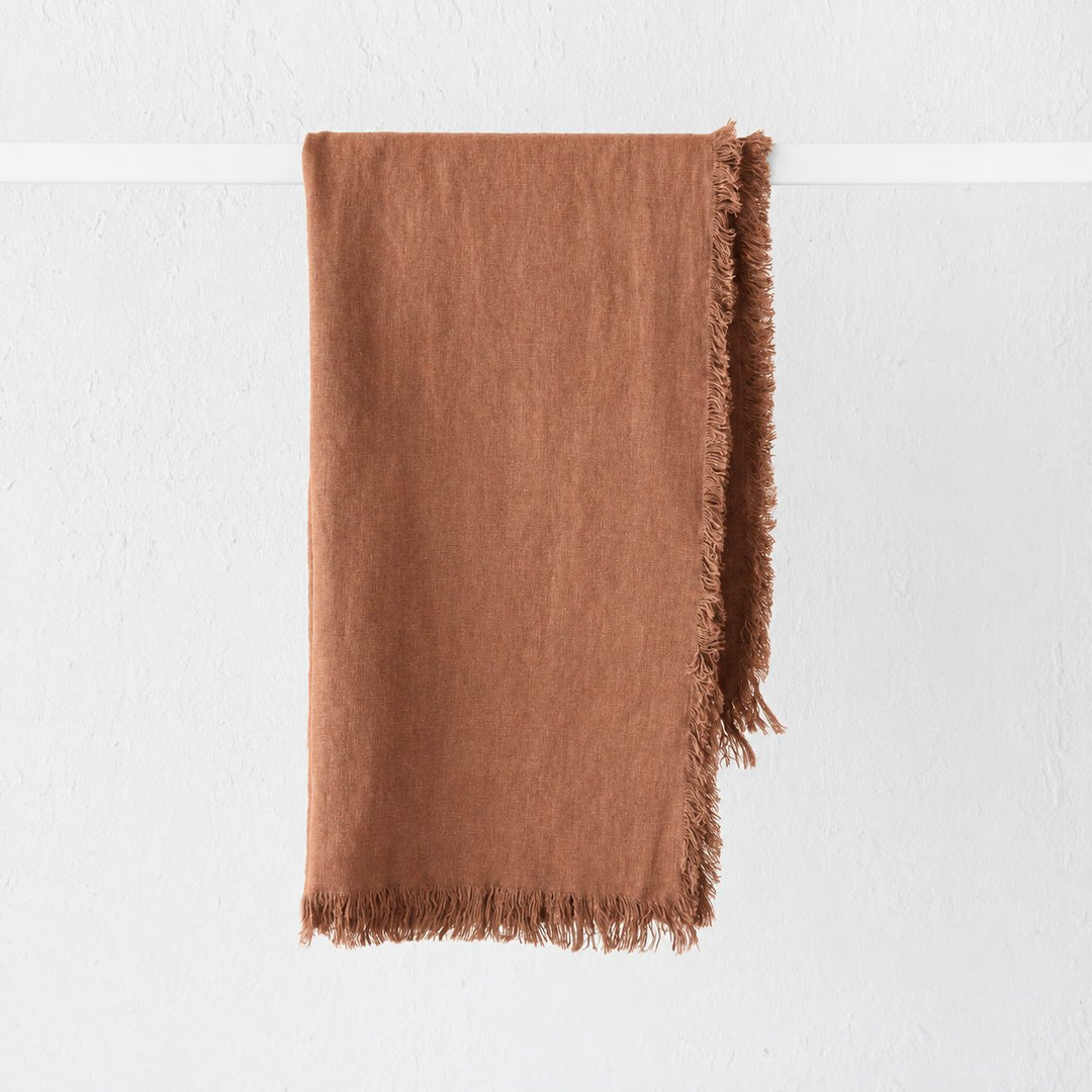 FRENCH LINEN THROW  |  180X140CM  |  FIRED EARTH RUST