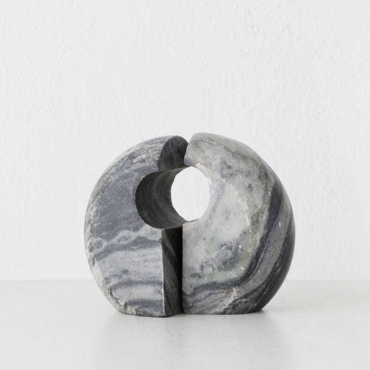 GALLIFA CURVED MARBLE BOOKENDS | SET OF 2 | SLATE GREY MARBLE