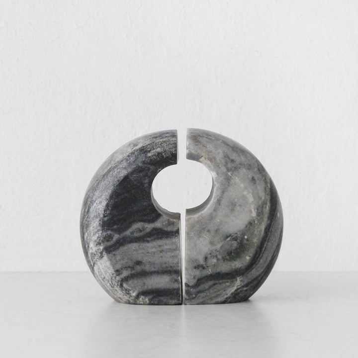 GALLIFA CURVED MARBLE BOOKENDS | SET OF 2 | SLATE GREY MARBLE