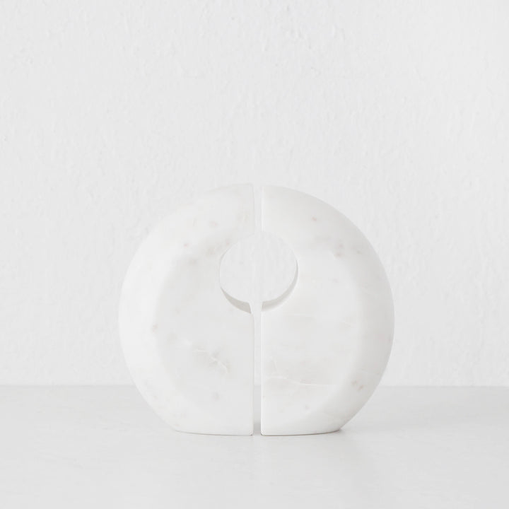 GALLIFA CURVED MARBLE BOOKENDS | SET OF 4 | WHITE MARBLE