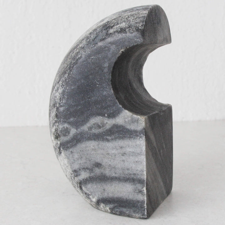 GALLIFA CURVED MARBLE BOOKENDS | SET OF 2 | SLATE GREY MARBLE