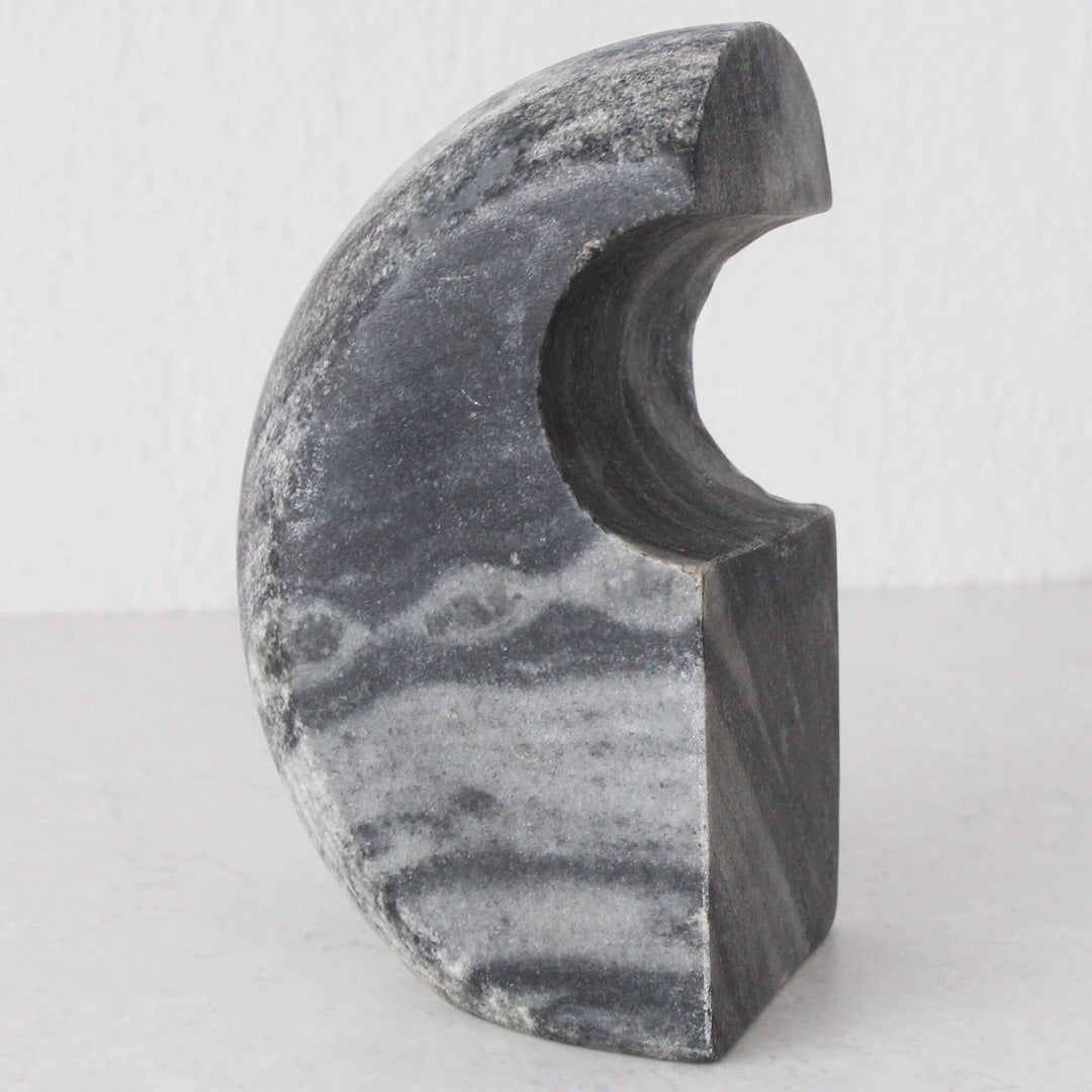 GALLIFA CURVED MARBLE BOOKENDS | SET OF 4 | SLATE GREY MARBLE