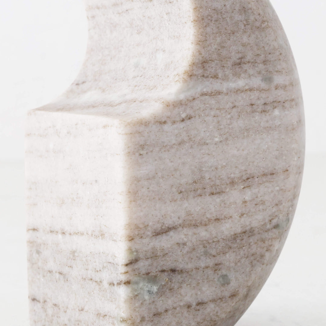 GALLIFA CURVED MARBLE BOOKENDS | SET OF 2 | BEIGE MARBLE