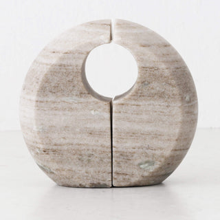 GALLIFA CURVED MARBLE BOOKENDS | SET OF 2 | BEIGE MARBLE
