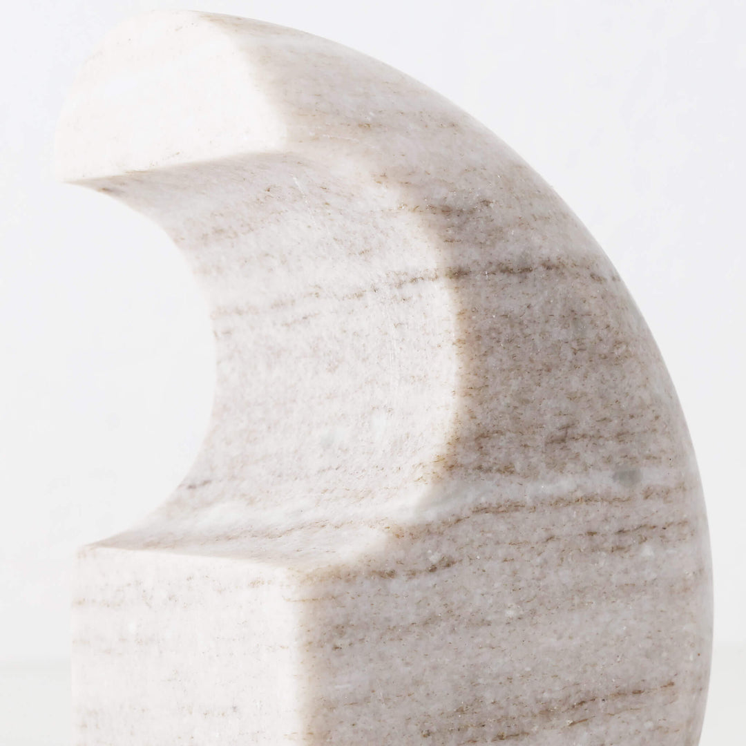 GALLIFA CURVED MARBLE BOOKENDS | SET OF 2 | BEIGE MARBLE