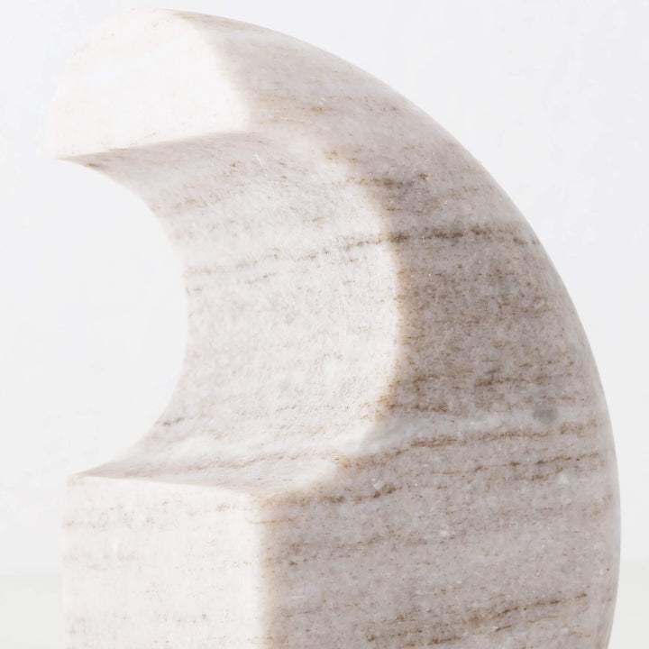 GALLIFA CURVED MARBLE BOOKENDS | SET OF 2 | BEIGE MARBLE