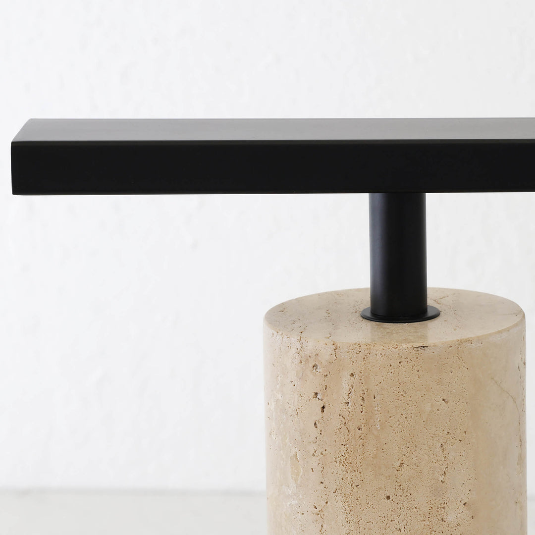 GIACOMO TABLE LAMP  |  50CM  |  MATTE BLACK + TRAVERTINE