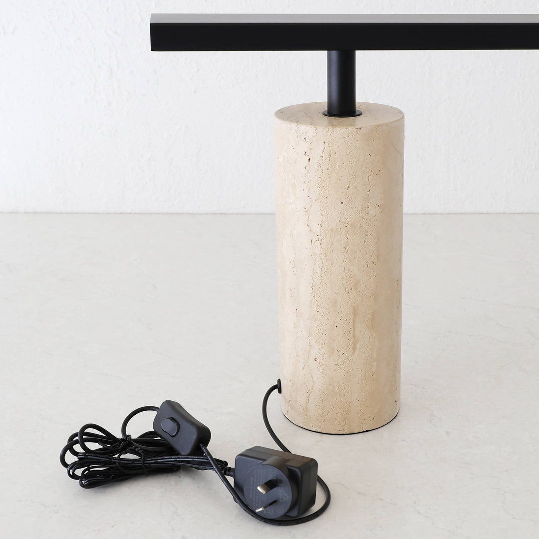 GIACOMO TABLE LAMP  |  50CM  |  MATTE BLACK + TRAVERTINE