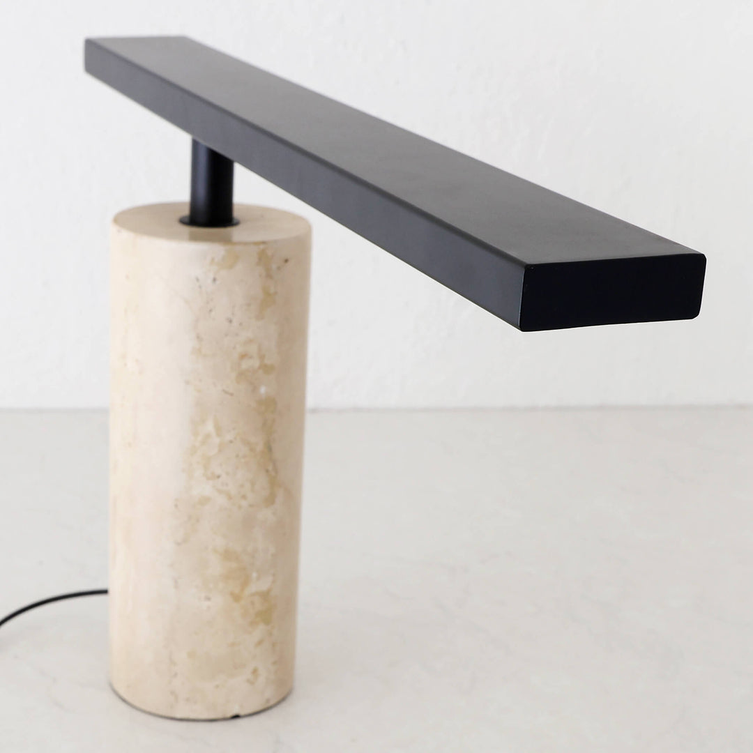 GIACOMO TABLE LAMP  |  50CM  |  MATTE BLACK + TRAVERTINE