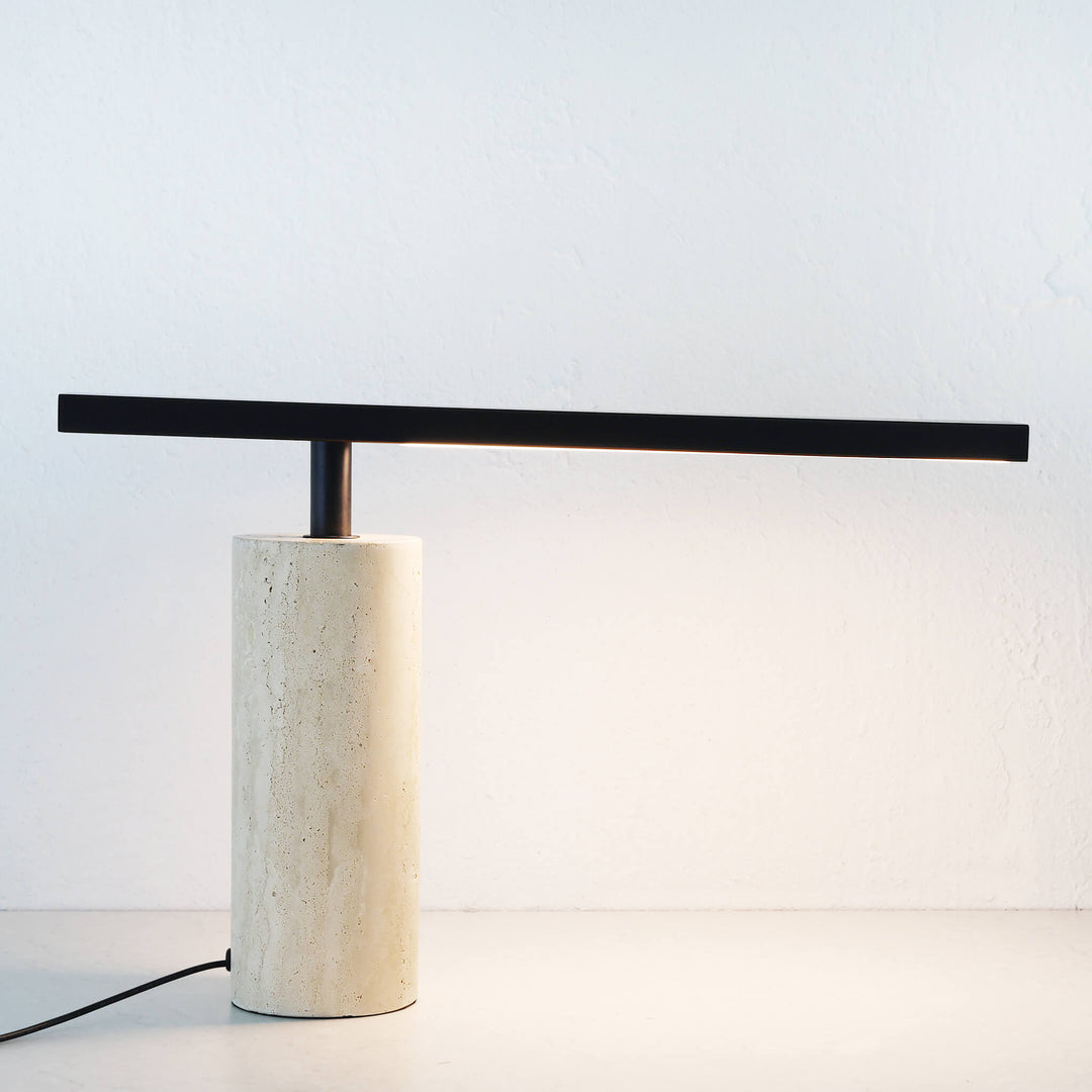 GIACOMO TABLE LAMP  |  50CM  |  MATTE BLACK + TRAVERTINE