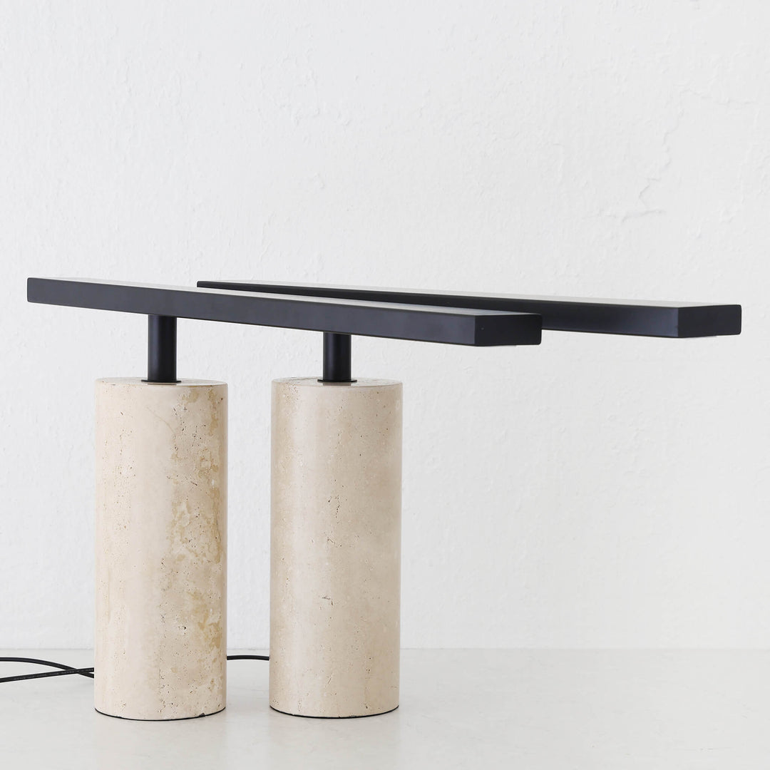 GIACOMO TABLE LAMP BUNDLE X2  |  50CM  |  MATTE BLACK + TRAVERTINE