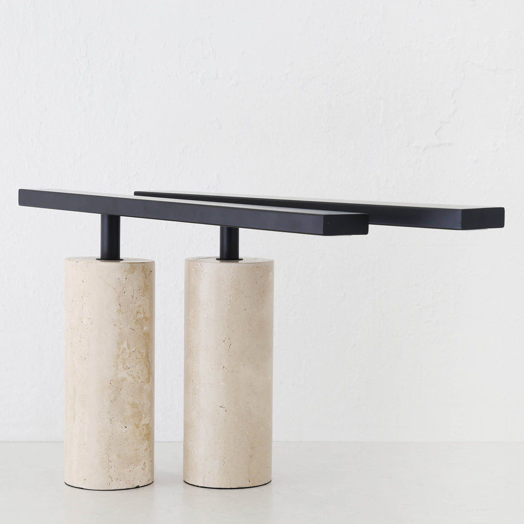 GIACOMO TABLE LAMP BUNDLE X2  |  50CM  |  MATTE BLACK + TRAVERTINE