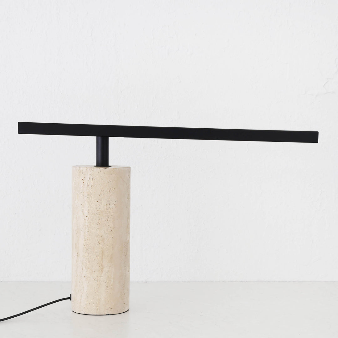 GIACOMO TABLE LAMP  |  50CM  |  MATTE BLACK + TRAVERTINE