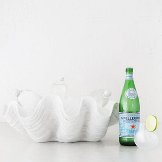 GIANT CLAM SHELL  |  DECORATIVE BOWL  |  WHITE RESIN  |  EXTRA LARGE