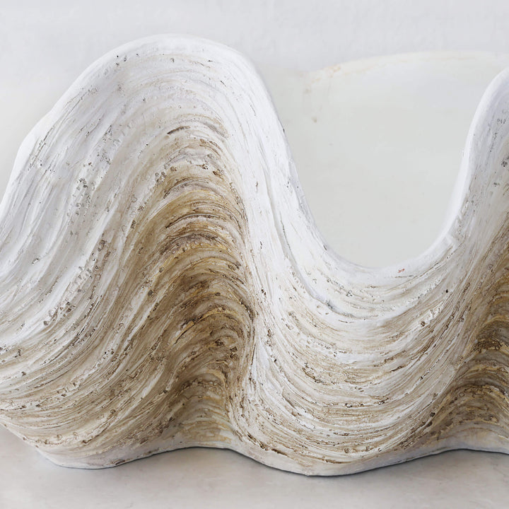 GIANT CLAM SHELL  |  DECORATIVE BOWL   |  NATURAL RESIN  |  EXTRA LARGE