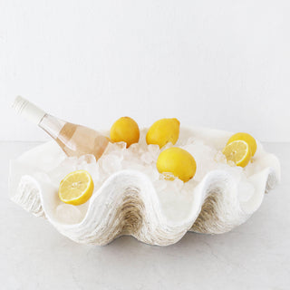GIANT CLAM SHELL  |  DECORATIVE BOWL   |  NATURAL RESIN  |  EXTRA LARGE