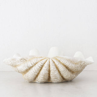 GIANT CLAM SHELL  |  DECORATIVE BOWL   |  NATURAL RESIN  |  EXTRA LARGE