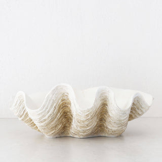 GIANT CLAM SHELL  |  DECORATIVE BOWL   |  NATURAL RESIN  |  EXTRA LARGE