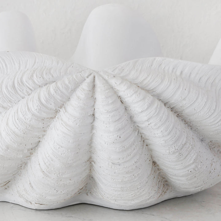 GIANT CLAM SHELL  |  DECORATIVE BOWL  |  WHITE RESIN  |  EXTRA LARGE
