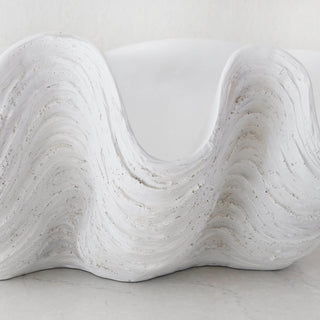 GIANT CLAM SHELL  |  DECORATIVE BOWL  |  WHITE RESIN  |  EXTRA LARGE