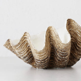 GIANT CLAM SHELL  |  DECORATIVE BOWL  |  NATURAL RESIN  |  LARGE