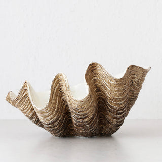 GIANT CLAM SHELL  |  DECORATIVE BOWL  |  NATURAL RESIN  |  LARGE