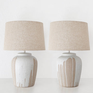 GRANADA TABLE LAMP BUNDLE X2  |  NATURAL + WHITE CERAMIC