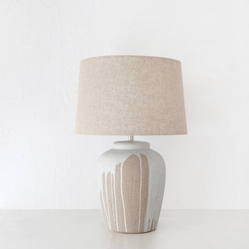 GRANADA TABLE LAMP  |  NATURAL + WHITE CERAMIC