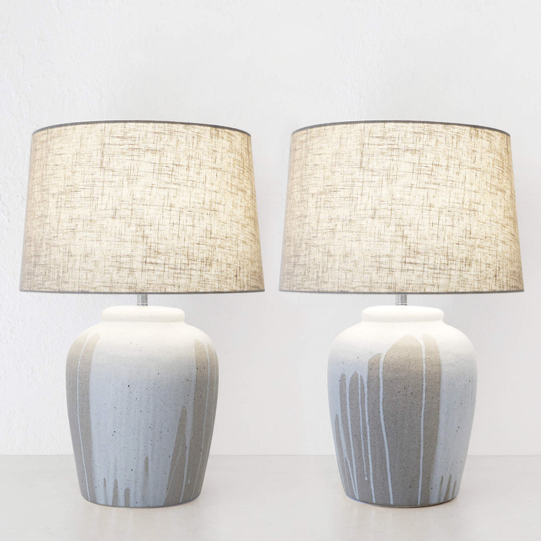 GRANADA TABLE LAMP BUNDLE X2  |  NATURAL + WHITE CERAMIC