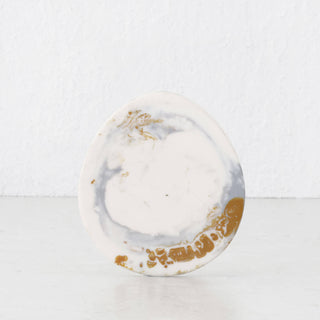 HADLEY OVAL RESIN COASTER  |  SET OF 8  |  MARBLED STEEL + SAND