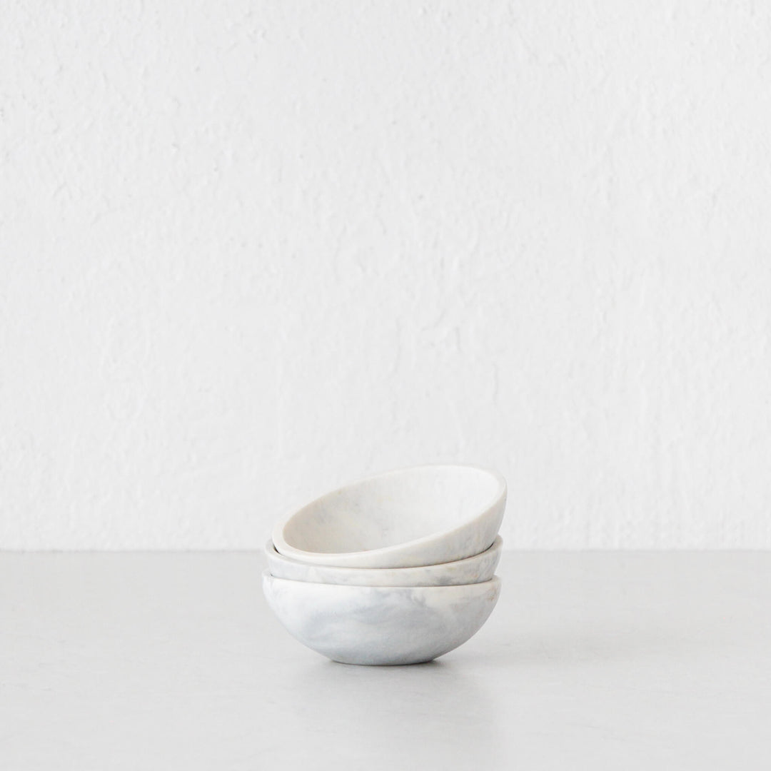 HADLEY RESIN PINCH BOWL BUNDLE X3  |  10CM  |  MARBLED STEEL + SAND