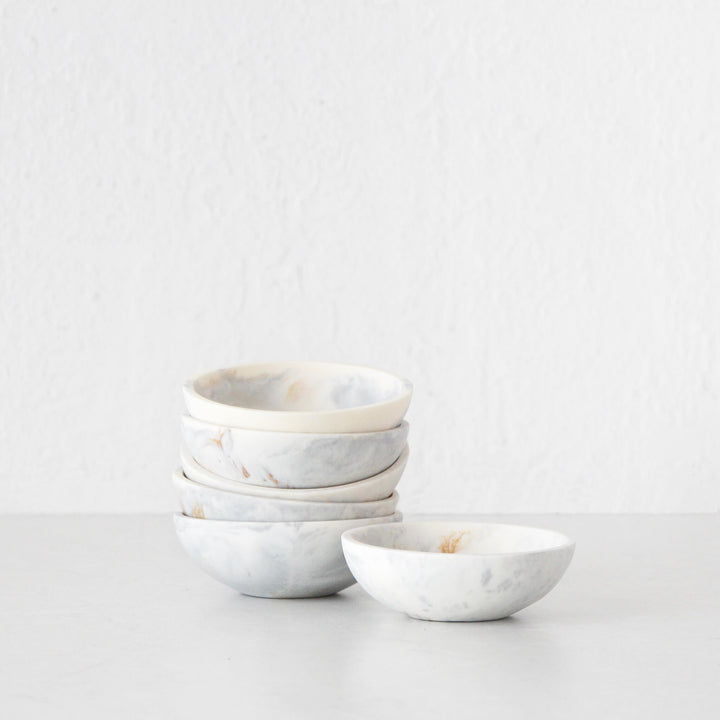 HADLEY RESIN PINCH BOWL BUNDLE X6  |  10CM  |  MARBLED STEEL + SAND