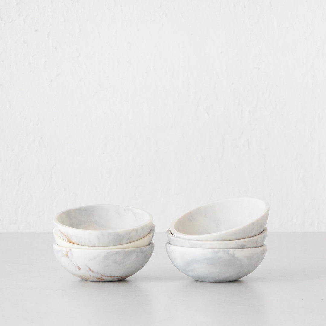 HADLEY RESIN PINCH BOWL BUNDLE X6  |  10CM  |  MARBLED STEEL + SAND