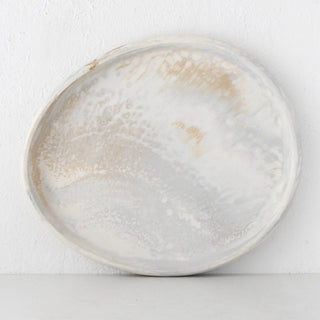 HADLEY OVAL RESIN SERVING TRAY |  LARGE  |  MARBLED STEEL + SAND